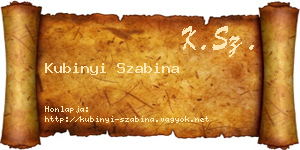 Kubinyi Szabina névjegykártya